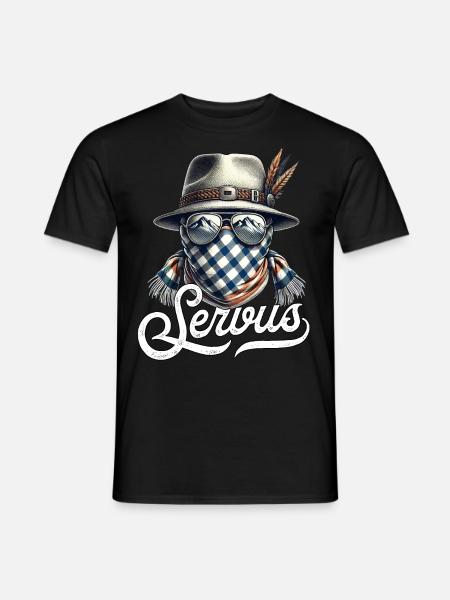 Servus T-Shirt Tracht Herren Trachtenshirt Bayern - Männer T-Shirt - Schwarz