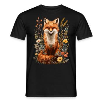 Cottagecore Natur Floral Fuchs - Männer T-Shirt - Schwarz - Vorne - AI Model Male 178 light (178cm)