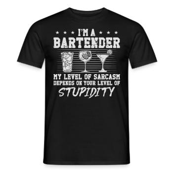 Barman Mixologue Je suis A - T-shirt homme - noir - Devant - AI Model Male 178 light (178cm)