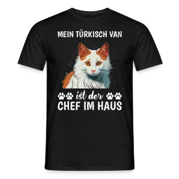 Propriétaire de chat MON VAN TURC EST LE PATRON - T-shirt homme - noir - Devant - AI Model Male 178 light (178cm)