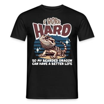 Bartagame Bartagamen Bearded Dragon - Men's T-Shirt - black - Front - AI Model Male 178 light (178cm)