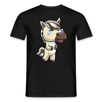 Fjordpferd Kawaii Emoticon - Männer T-Shirt - Schwarz - Vorne - AI Model Male 178 light (178cm)