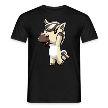 Fjordpferd Kawaii Emoticon - Männer T-Shirt - Schwarz - Vorne - AI Model Male 178 light (178cm)