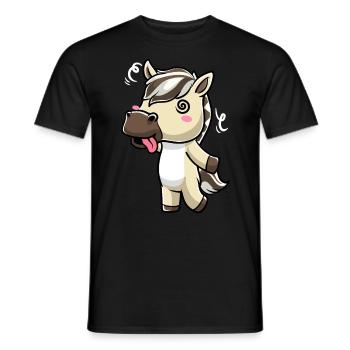 Fjordpferd Kawaii Emoticon - Männer T-Shirt - Schwarz - Vorne - AI Model Male 178 light (178cm)