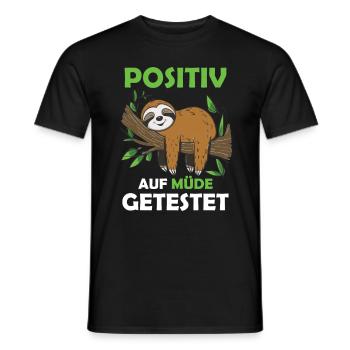 Funny sloth, no desire - Men's T-Shirt - black - Front - AI Model Male 178 light (178cm)