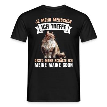 Maine Coon THE MORE PEOPLE I MEET GUESS - Men's T-Shirt - black - Front - AI Model Male 178 light (178cm)