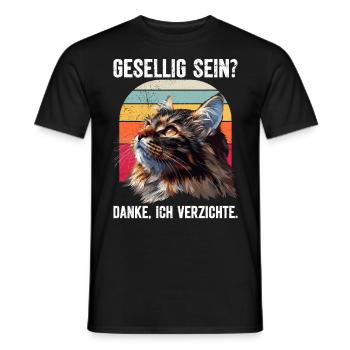 Maine Coon Cat BE SOCIABLE? THANK YOU. WAIVERS - Men's T-Shirt - black - Front - AI Model Male 178 light (178cm)