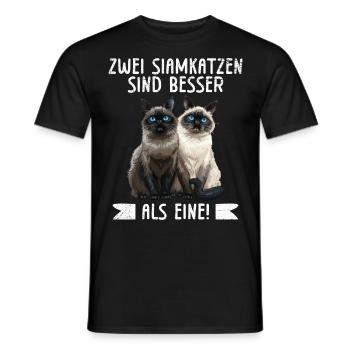 Siamkatzen Liebhaber ZWEI SIAMKATZEN SIND BESSER - Männer T-Shirt - Schwarz - Vorne - AI Model Male 178 light (178cm)
