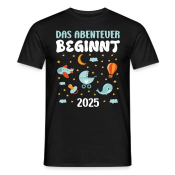 Werdende Mama DAS ABENTEUER BEGINNT 2025 ZUKÜNFTIG - Männer T-Shirt - Schwarz - Vorne - AI Model Male 178 light (178cm)