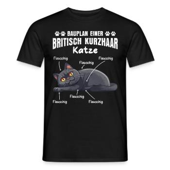 British Shorthair BLUEPRINT OF A BRITISH SHORTHAIR - Men's T-Shirt - black - Front - AI Model Male 178 light (178cm)
