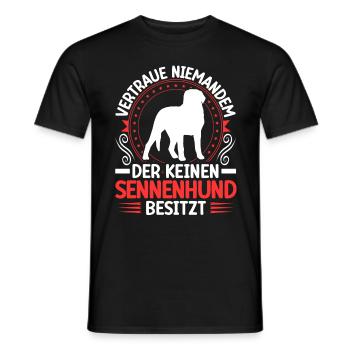 Chien de montagne Je possède un Bouvier Suisse - T-shirt homme - noir - Devant - AI Model Male 178 light (178cm)
