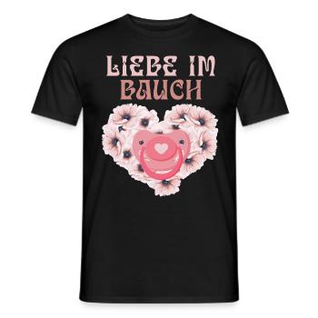 Pregnant LOVE IN THE BELLY Expectant mothers - Men's T-Shirt - black - Front - AI Model Male 178 light (178cm)