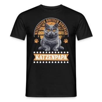 BRITISCH KURZHAAR KATZENPAPA Britisch Kurzhaar - Männer T-Shirt - Schwarz - Vorne - AI Model Male 178 light (178cm)