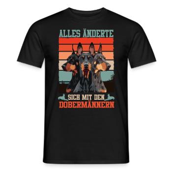 Doberman TOUT A CHANGÉ AVEC LES DOBERMANS - T-shirt homme - noir - Devant - AI Model Male 178 light (178cm)