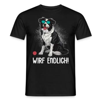 Border Collie Besitzer WIRF ENDLICH! Lustiges - Männer T-Shirt - Schwarz - Vorne - AI Model Male 178 light (178cm)