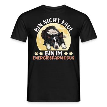 Border Collie DON'T BE LAZY IN POWER SAVING MODE - Men's T-Shirt - black - Front - AI Model Male 178 light (178cm)