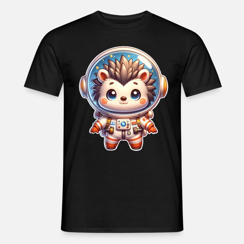 Igel Astronaut - Männer T-Shirt - Schwarz