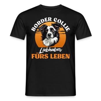 BORDER COLLIE LIEBHABER FÜRS LEBEN Lustiges - Männer T-Shirt - Schwarz - Vorne - AI Model Male 178 light (178cm)