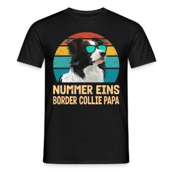 Border Collie PAPA BORDER COLLIE NUMÉRO UN - T-shirt homme - noir - Devant - AI Model Male 178 light (178cm)