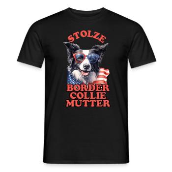 Dog Mom PROUD BORDER COLLIE MOM America - Men's T-Shirt - black - Front - AI Model Male 178 light (178cm)