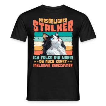 Turkish Van PERSONAL STALKER I FOLLOW YOU Funny - Men's T-Shirt - black - Front - AI Model Male 178 light (178cm)