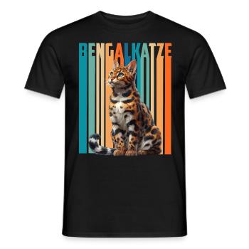 BENGAL CAT Vintage Bengal Cat Owner - Men's T-Shirt - black - Front - AI Model Male 178 light (178cm)