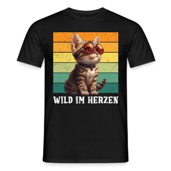 Chats du Bengale SAUVAGE DANS LE CŒUR Chats du Bengale - T-shirt homme - noir - Devant - AI Model Male 178 light (178cm)