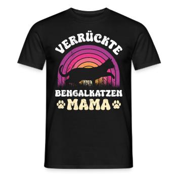 Bengalkatze VERRÜCKTE BENGALKATZEN MAMA Lustiges - Männer T-Shirt - Schwarz - Vorne - AI Model Male 178 light (178cm)