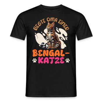 Mamie de chat MEILLEURE GRAND-MÈRE D’UN PROPRIÉTAIRE DE CHAT BENGAL - T-shirt homme - noir - Devant - AI Model Male 178 light (178cm)
