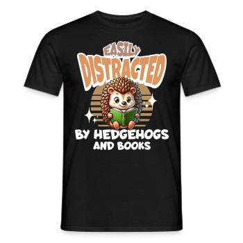 Livres de lecture de hérissons - T-shirt homme - noir - Devant - AI Model Male 178 light (178cm)