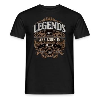 2009 Juillet Naissance Année de naissance - T-shirt homme - noir - Devant - AI Model Male 178 light (178cm)