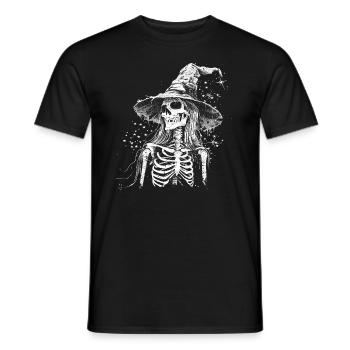 Sorcière squelette sombre avec chapeau de sorcière - T-shirt homme - noir - Devant - AI Model Male 178 light (178cm)