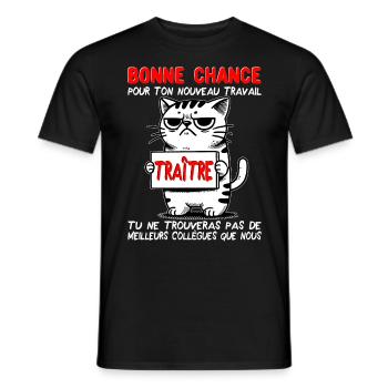 Départ collègue travail nouvel emploi bonne chance - T-shirt homme - noir - Devant - AI Model Male 178 light (178cm)