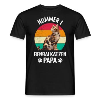 Bengalkatzen NUMMER 1 BENGALKATZEN PAPA - Männer T-Shirt - Schwarz - Vorne - AI Model Male 178 light (178cm)