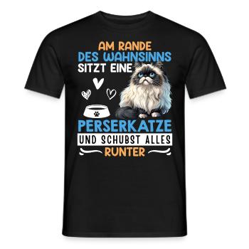 UN CHAT PERSAN AU BORD DE LA FOLIE - T-shirt homme - noir - Devant - AI Model Male 178 light (178cm)
