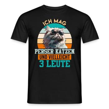 Katzenbesitzer ICH MAG PERSER KATZEN UND 3 LEUTE - Männer T-Shirt - Schwarz - Vorne - AI Model Male 178 light (178cm)