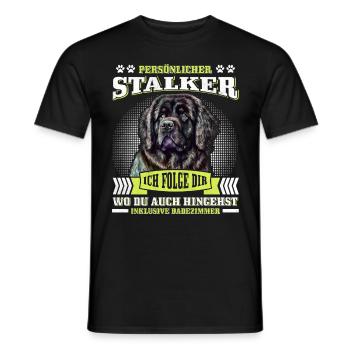 Newfie PERSONAL STALKER Funny Newfoundland - Men's T-Shirt - black - Front - AI Model Male 178 light (178cm)