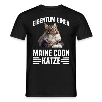 Maine Coon PROPRIÉTÉ D’UN CHAT MAINE COON - T-shirt homme - noir - Devant - AI Model Male 178 light (178cm)