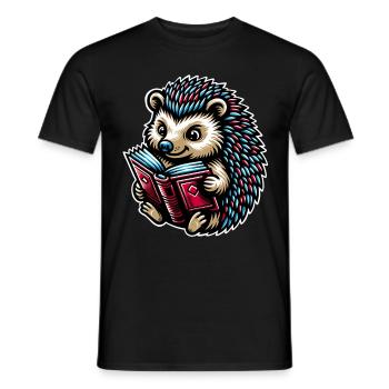 Livres de lecture de hérissons - T-shirt homme - noir - Devant - AI Model Male 178 light (178cm)