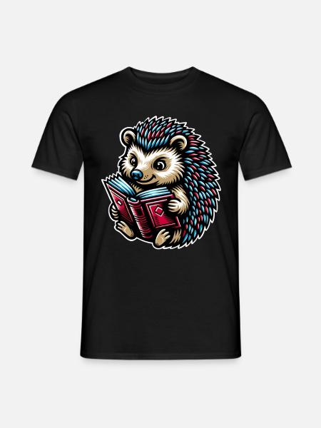 Hedgehogs Reading Books Book - Men's T-Shirt - black