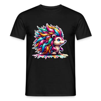 Hérisson coloré - T-shirt homme - noir - Devant - AI Model Male 178 light (178cm)
