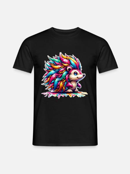 Igel Bunt - Männer T-Shirt - Schwarz