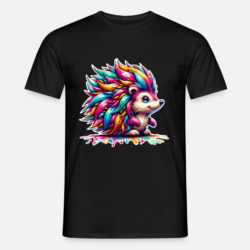 Igel Bunt - Männer T-Shirt - Schwarz