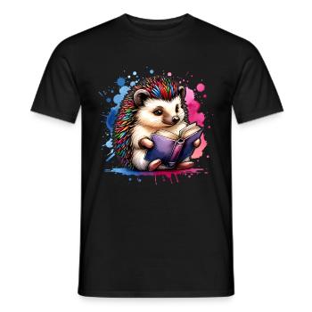 Livres de lecture de hérissons - T-shirt homme - noir - Devant - AI Model Male 178 light (178cm)