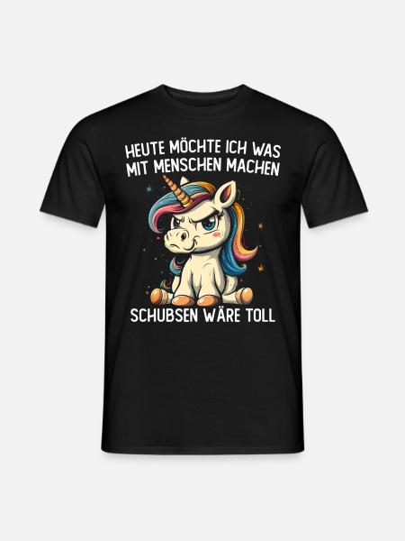 Schubsen Wäre Toll Einhorn - Männer T-Shirt - Schwarz