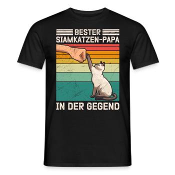 Siamkatze BESTER SIAMKATZEN PAPA IN DER GEGEND - Männer T-Shirt - Schwarz - Vorne - AI Model Male 178 light (178cm)