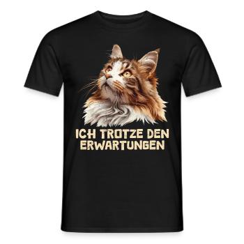 Maine Coon I DÉFIE LES ATTENTES DRÔLE - T-shirt homme - noir - Devant - AI Model Male 178 light (178cm)