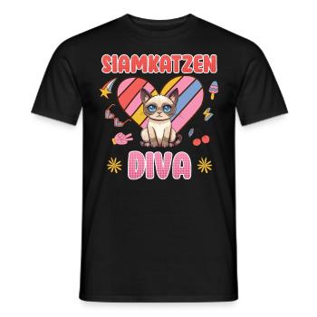 SIAMKATZEN DIVA Katzenbesitzerin Siamkatze - Männer T-Shirt - Schwarz - Vorne - AI Model Male 178 light (178cm)