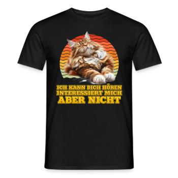 Maine Coon CAN'T HEAR YOU DOESN'T INTEREST ME - Men's T-Shirt - black - Front - AI Model Male 178 light (178cm)