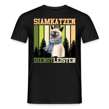 SIAMKATZEN DIENSTLEISTER Vintage Siamkatzen - Männer T-Shirt - Schwarz - Vorne - AI Model Male 178 light (178cm)